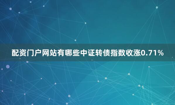 配资门户网站有哪些中证转债指数收涨0.71%