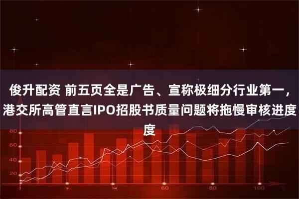 俊升配资 前五页全是广告、宣称极细分行业第一，港交所高管直言IPO招股书质量问题将拖慢审核进度