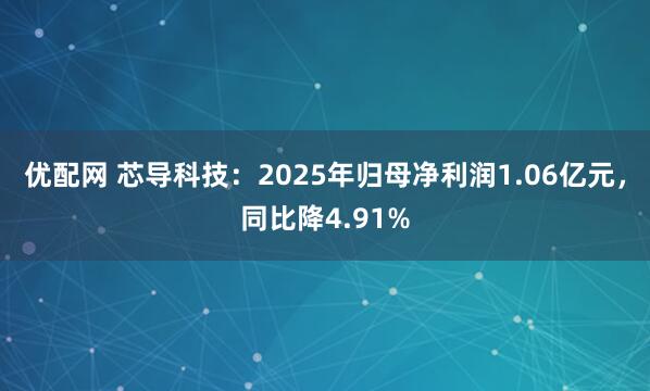 优配网 芯导科技：2025年归母净利润1.06亿元，同比降4.91%
